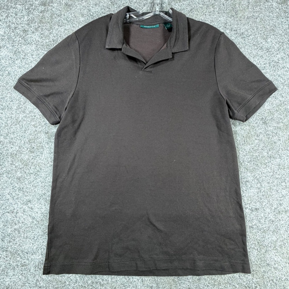 Perry Ellis Mens Polo Shirt Short Sleeve Brown Size M Cotton Blend Knit Solid